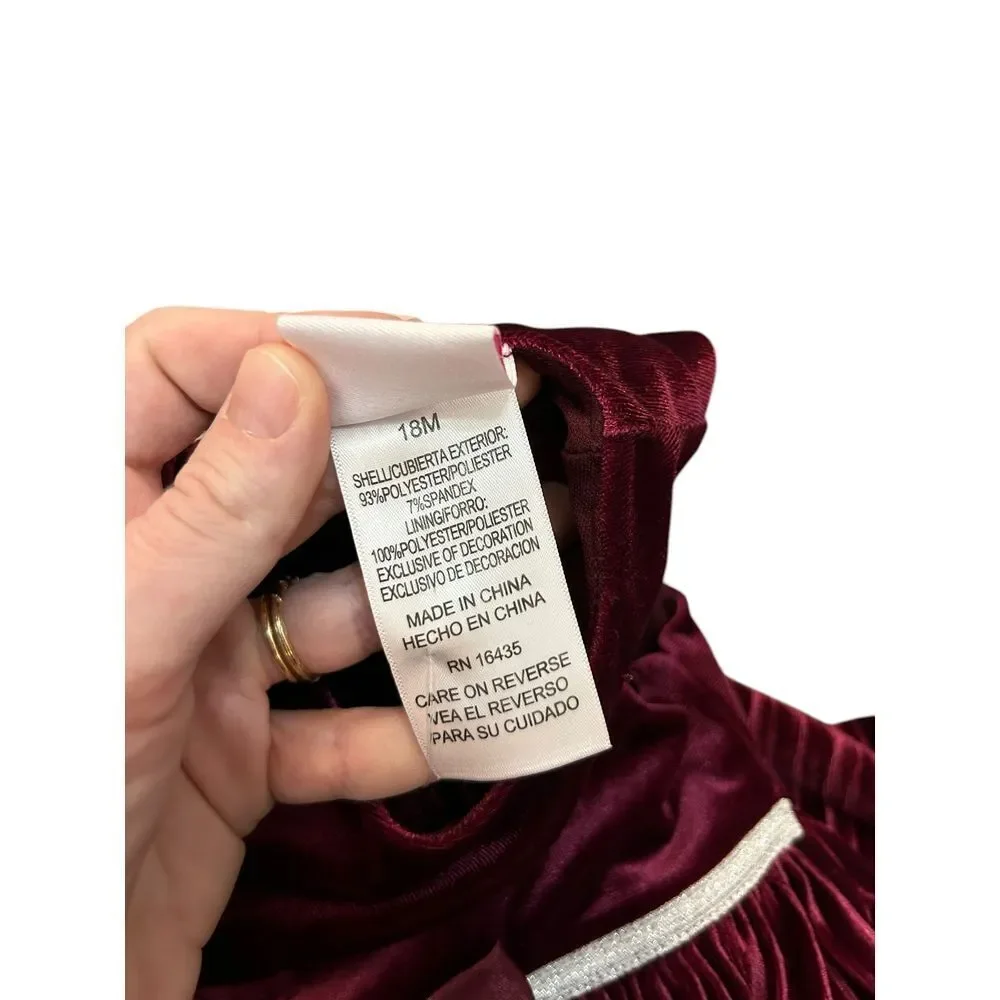 Nanette Kids maroon‎ velvet dress size 18 months